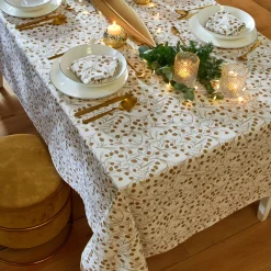 Feesttafel|Tafellaken En Tafelloper<Blancheporte Tafellaken met goudkleurige blaadjesprint wit / goudkleurig