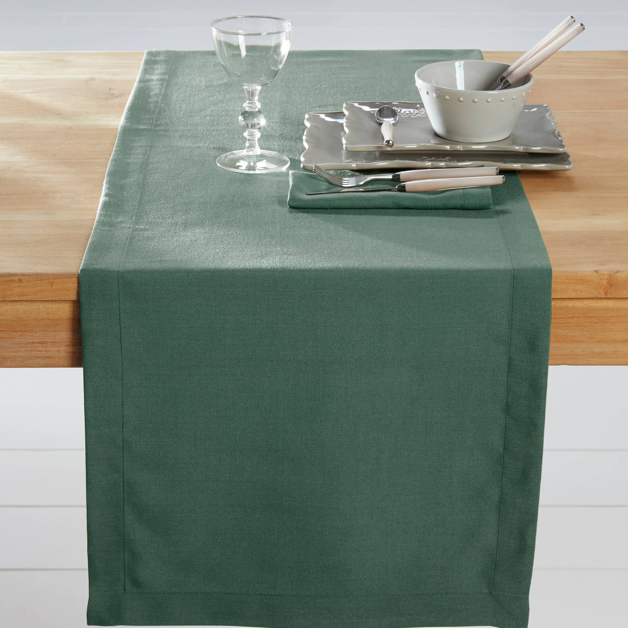 Tafellaken En Tafelloper<Blancheporte Tafellaken met linnenaspect kaki