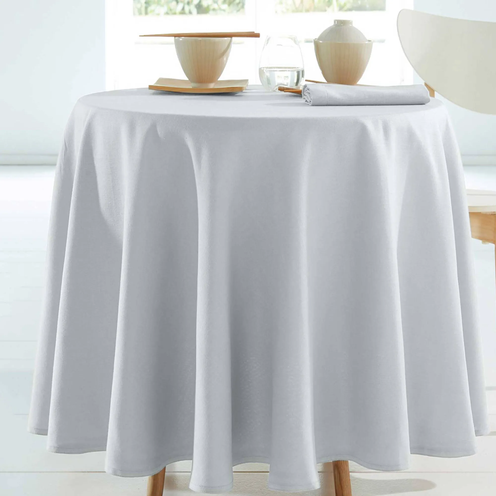 Tafellaken En Tafelloper<Blancheporte Tafellaken met linnenaspect parelgrijs