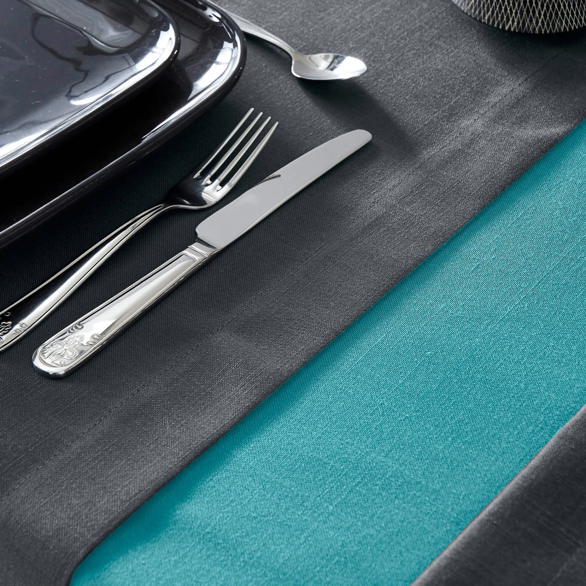 Tafellaken En Tafelloper<Blancheporte Tafellaken met linnenaspect eendenblauw