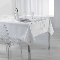 Feesttafel|Tafellaken En Tafelloper<Blancheporte Tafellaken, sneeuwvlokkenprint wit / zilverkleurig