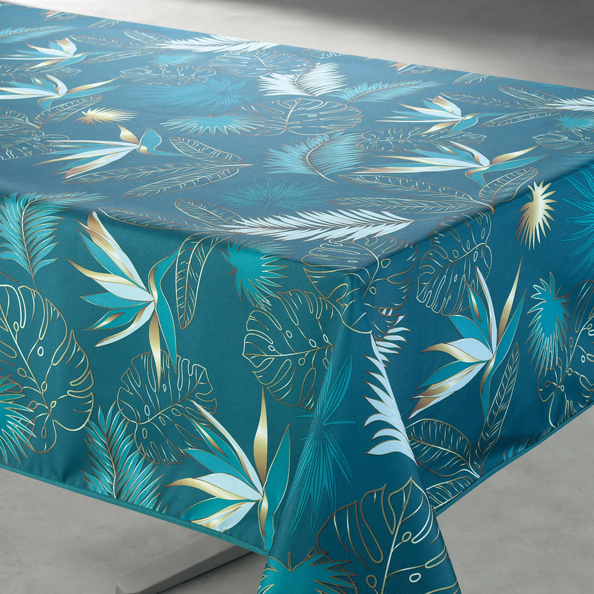 Tafellaken En Tafelloper<Blancheporte Tafellaken Vahinée in polyester met bladerenprint blauw