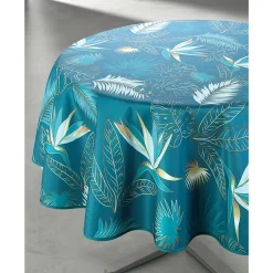 Tafellaken En Tafelloper<Blancheporte Tafellaken Vahinée in polyester met bladerenprint blauw