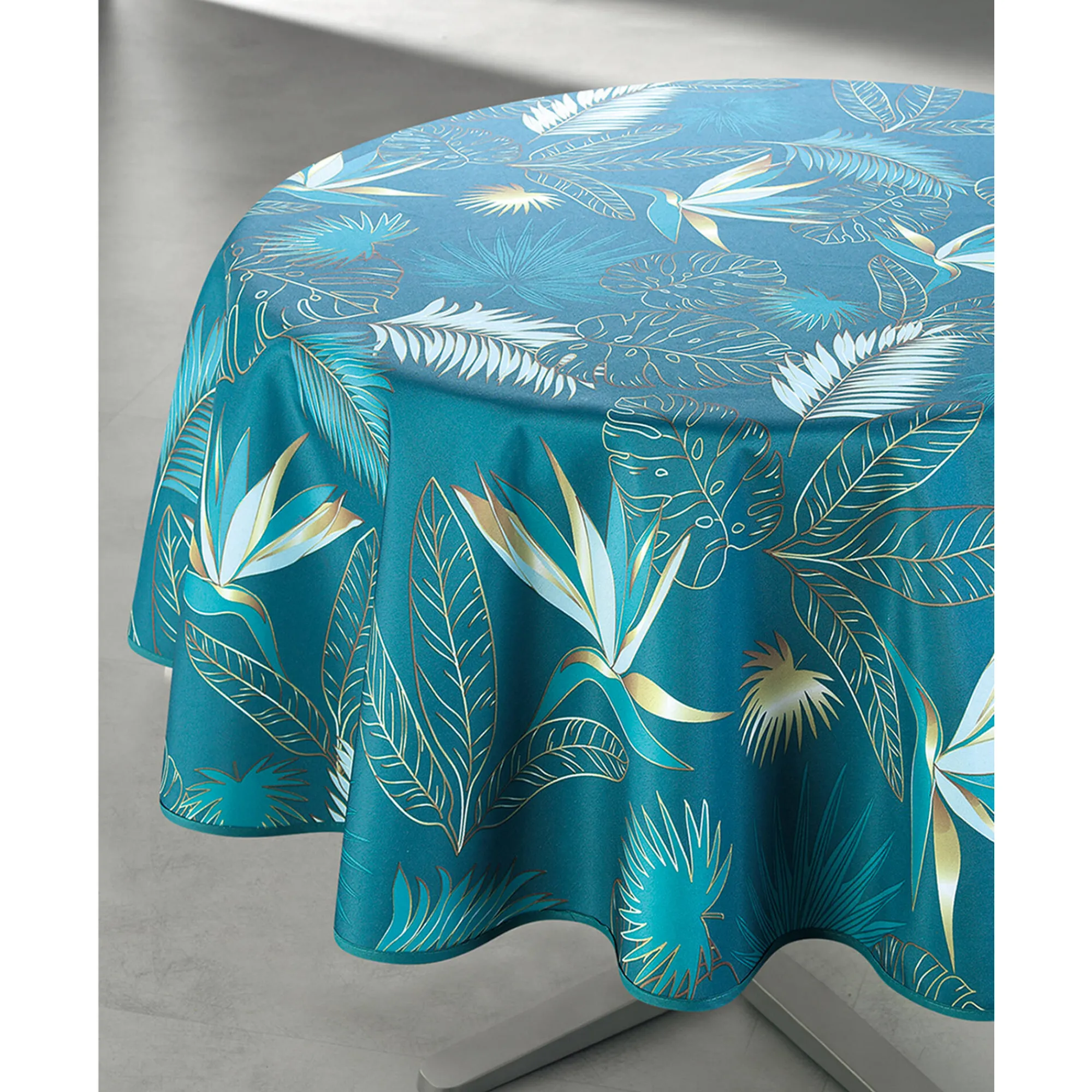 Tafellaken En Tafelloper<Blancheporte Tafellaken Vahinée in polyester met bladerenprint blauw