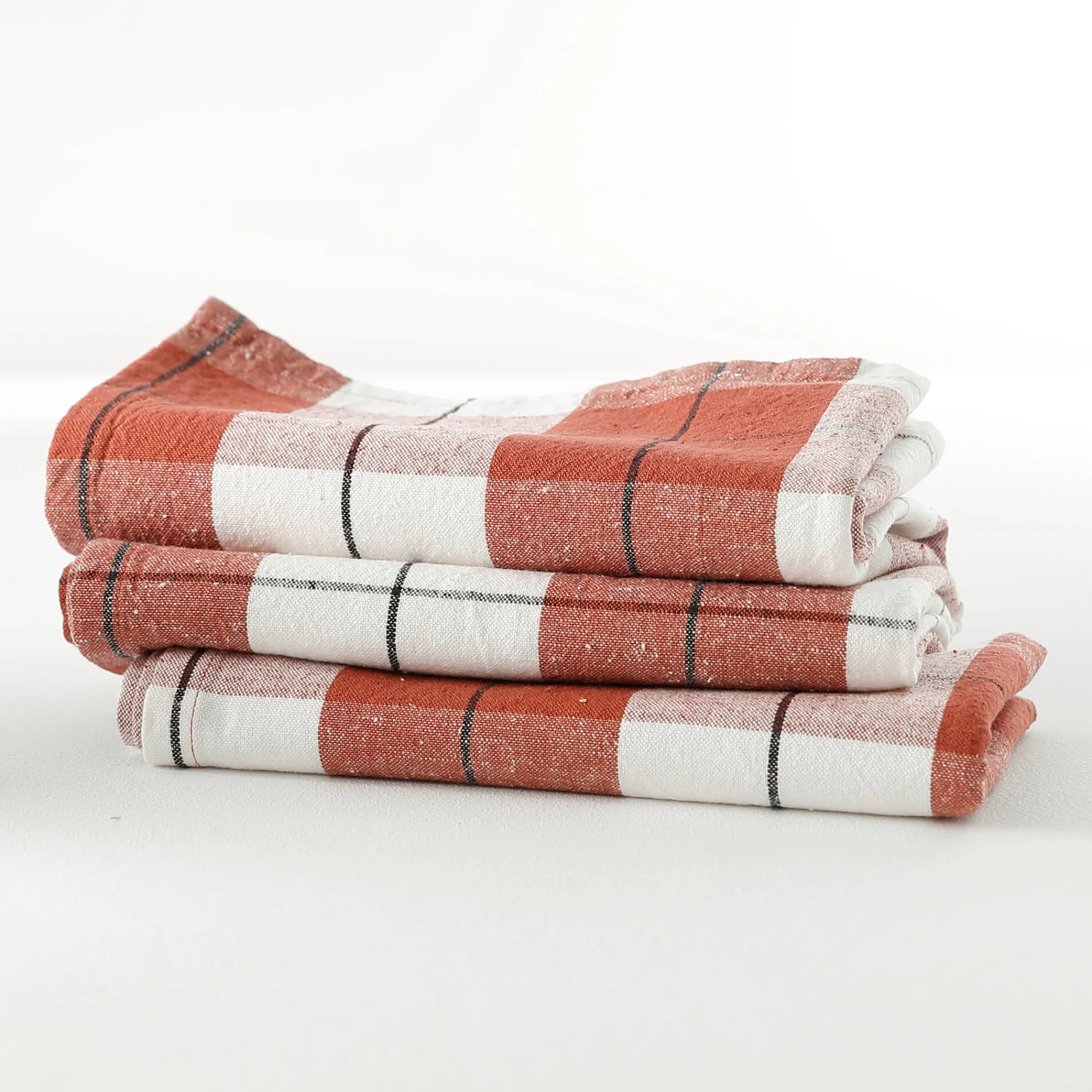 Servet<Blancheporte Tafelservet met ingeweven ruitjes - set van 3 terracotta