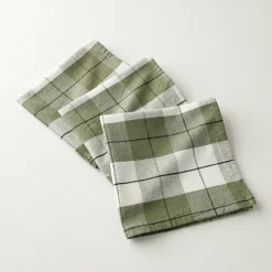Servet<Blancheporte Tafelservet met ingeweven ruitjes - set van 3 groen