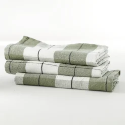 Servet<Blancheporte Tafelservet met ingeweven ruitjes - set van 3 groen