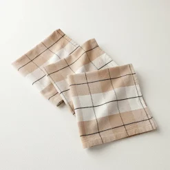 Servet<Blancheporte Tafelservet met ingeweven ruitjes - set van 3 beige