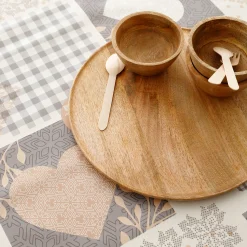 Tafelkleed<Blancheporte Tafelzeil met chaletmotief beige / blauw
