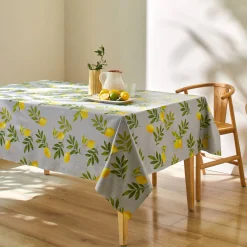 Tafelkleed<Blancheporte Tafelzeil met citroenenprint grijs / geel