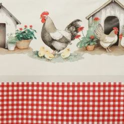 Tafelkleed<Blancheporte Tafelzeil met kippenmotief beige / rood