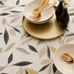 Tafelkleed<Blancheporte Tafelzeil met natuurlijke print beige / zwart