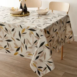 Tafelkleed<Blancheporte Tafelzeil met natuurlijke print beige / zwart