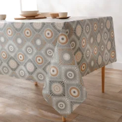 Tafelkleed<Blancheporte Tafelzeil met waxprint grijs / oranje