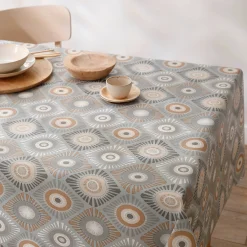 Tafelkleed<Blancheporte Tafelzeil met waxprint grijs / oranje