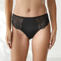 Slip En Shorty<Blancheporte Tangaslip met hoge taille in microvezel en rekbare kant - set van 2 zwart + ivoorkleur