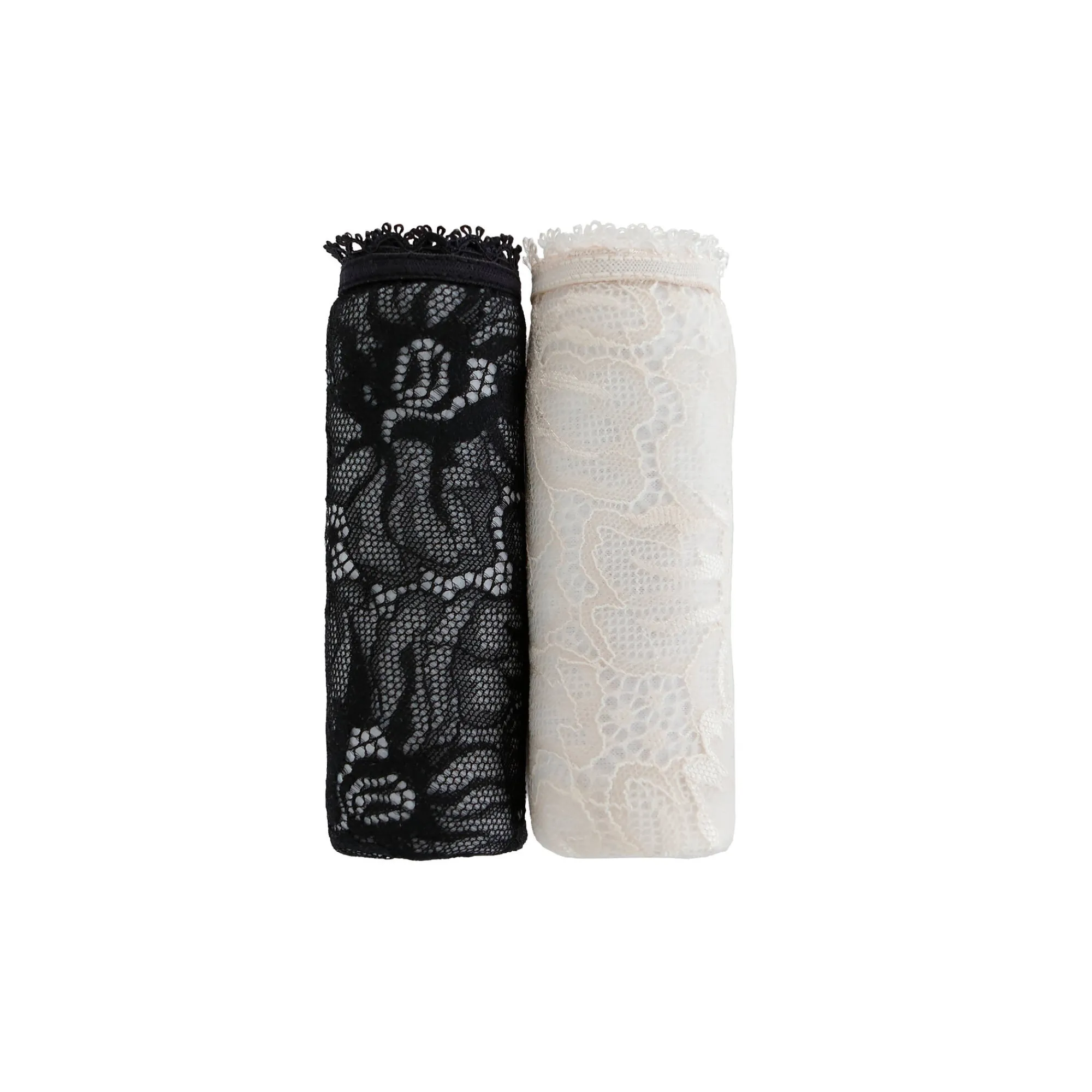 Slip En Shorty<Blancheporte Tangaslip met hoge taille in microvezel en rekbare kant - set van 2 zwart + ivoorkleur