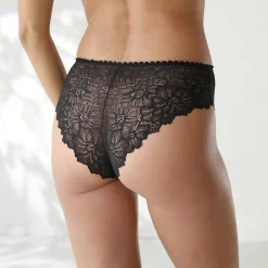 Slip En Shorty<Blancheporte Tangaslip met hoge taille in microvezel en rekbare kant - set van 2 zwart + blauw