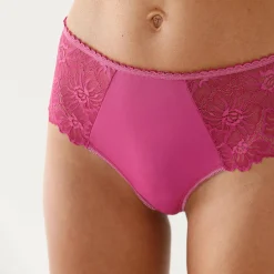 Slip En Shorty<Blancheporte Tangaslip met hoge taille in microvezel en rekbare kant - set van 2 zwart + violine