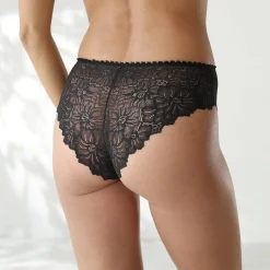 Slip En Shorty<Blancheporte Tangaslip met hoge taille in microvezel en rekbare kant - set van 2 zwart + violine