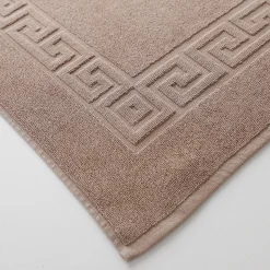 Badmatje<Blancheporte Tapijt met Griekse sierrand, standaard kwaliteit taupe