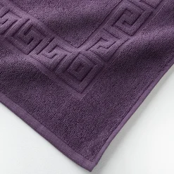 Badmatje<Blancheporte Tapijt met Griekse sierrand, standaard kwaliteit aubergine