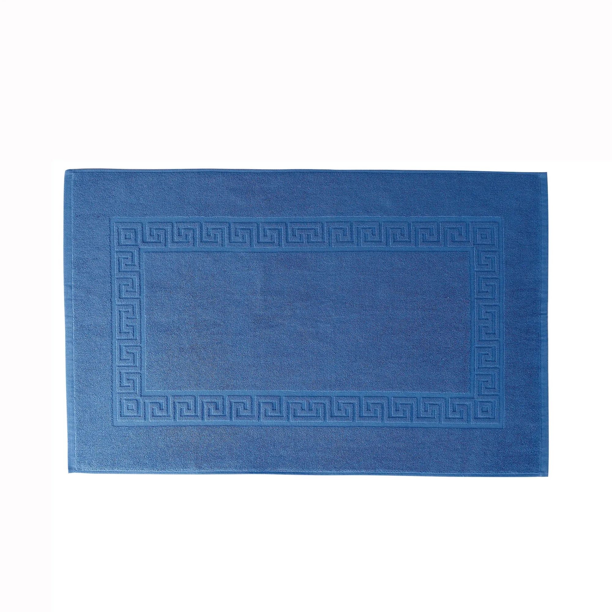 Badmatje<Blancheporte Tapijt met Griekse sierrand, standaard kwaliteit felblauw