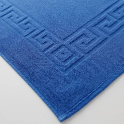 Badmatje<Blancheporte Tapijt met Griekse sierrand, standaard kwaliteit felblauw