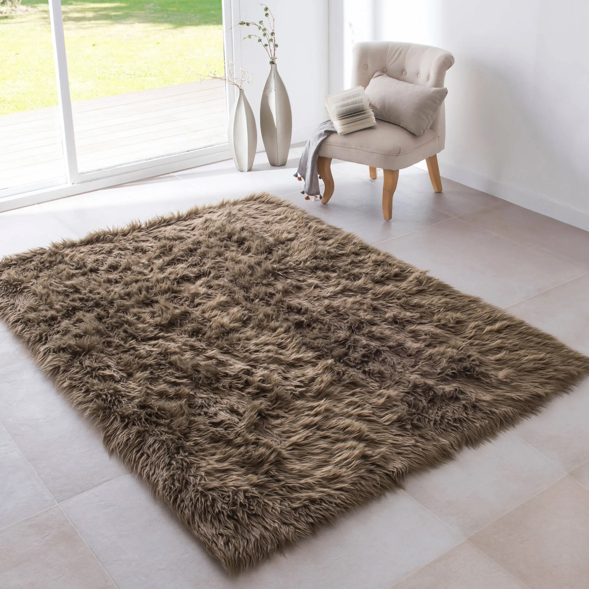 Tapijt<Blancheporte Tapijtje met lange polen taupe