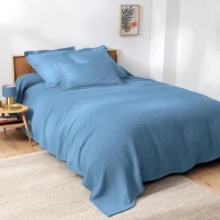 Deken<Blancheporte Temperatuurregelende deken in bijenraattricot jeansblauw
