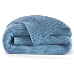 Deken<Blancheporte Temperatuurregelende deken in bijenraattricot jeansblauw