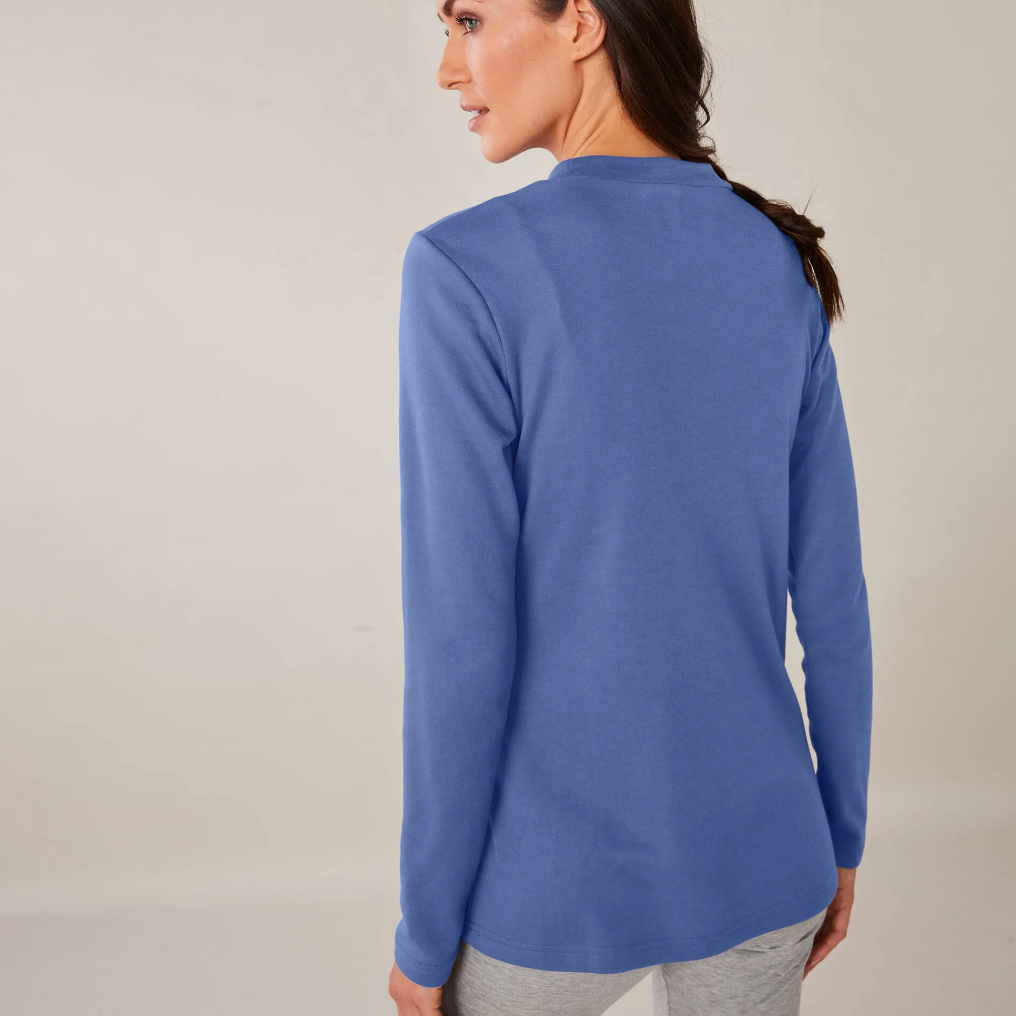 Thermisch Ondergoed<Blancheporte Thermisch T-shirt met opstaand kraagje - lange mouwen jeansblauw