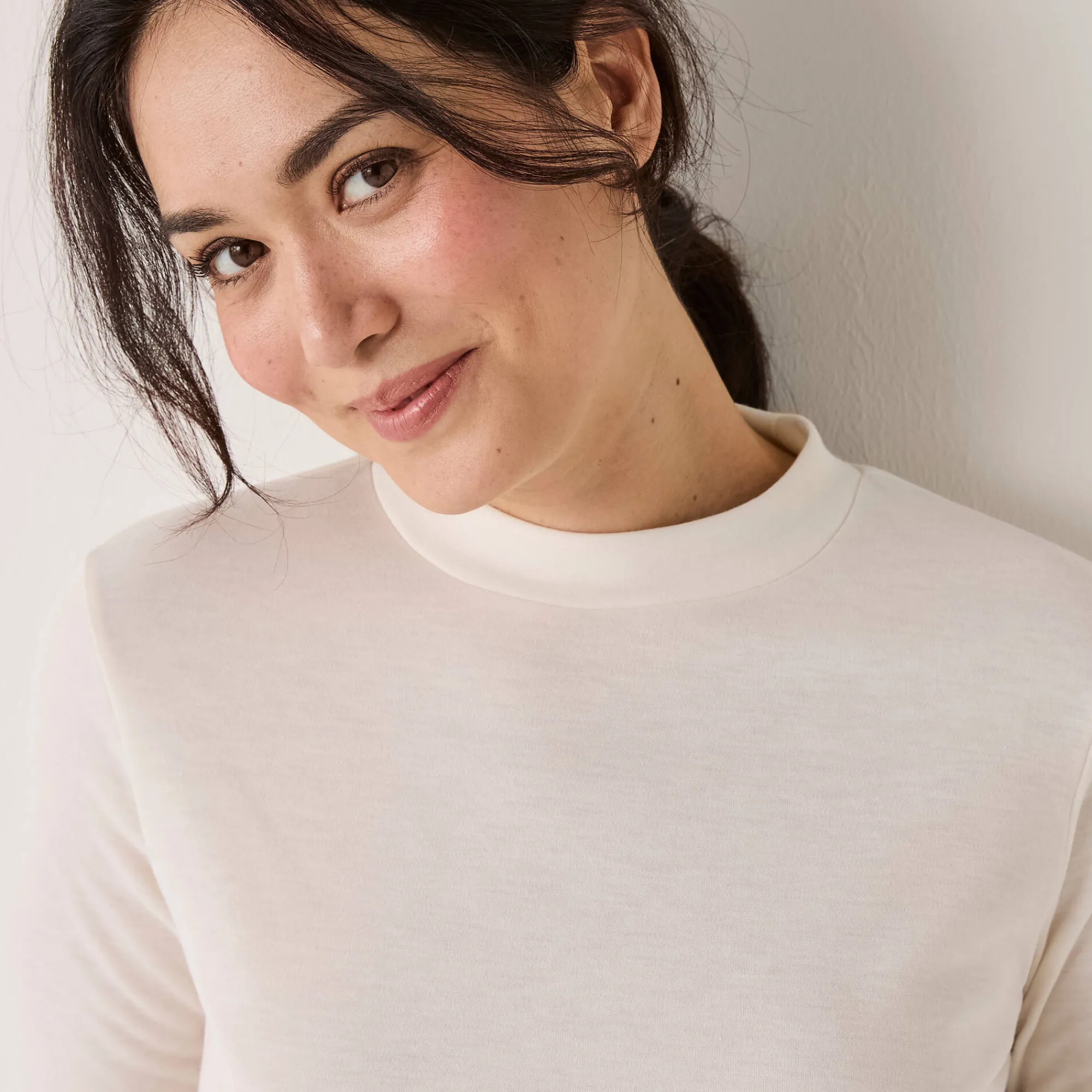 Thermisch Ondergoed<Blancheporte Thermisch T-shirt met opstaand kraagje - lange mouwen ivoorkleur