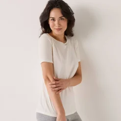 Thermisch Ondergoed<Blancheporte Thermisch T-shirt met ronde hals - korte mouwen ivoorkleur