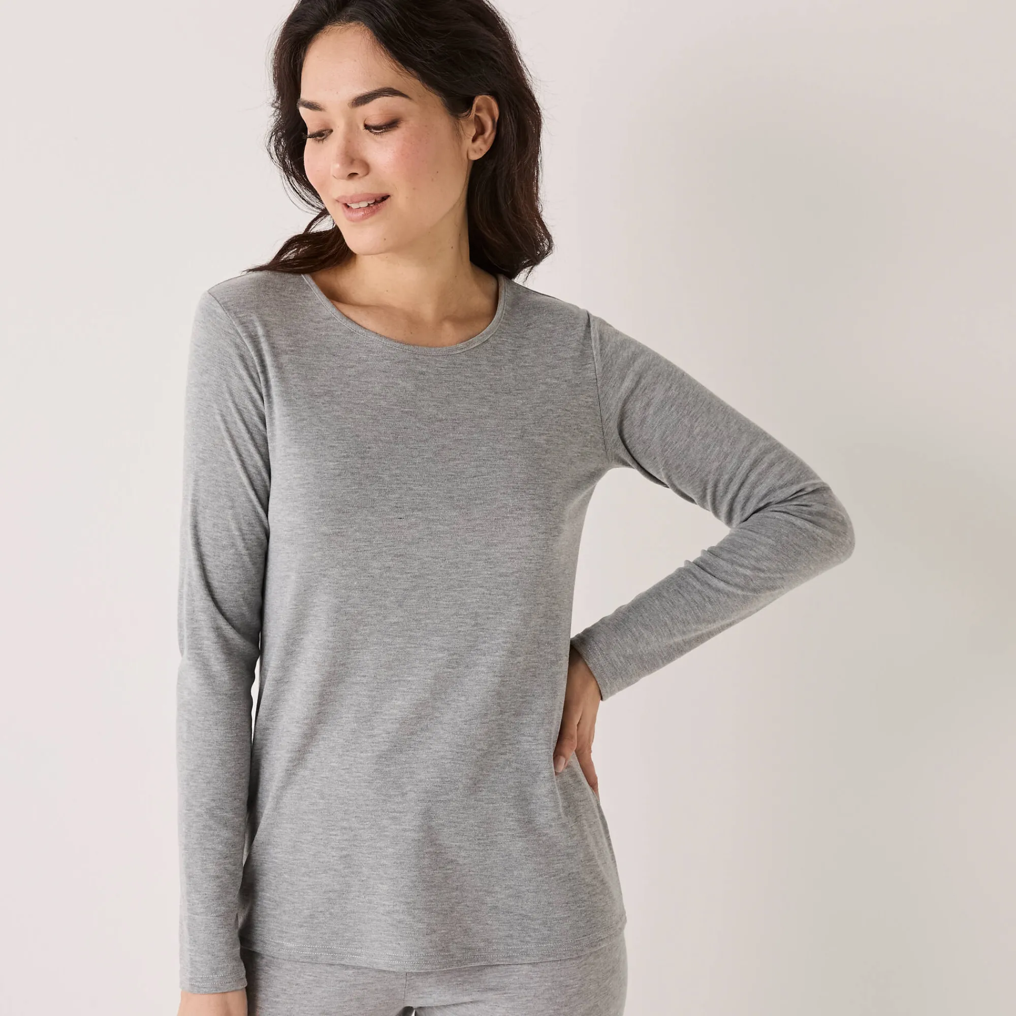 Thermisch Ondergoed<Blancheporte Thermisch T-shirt met ronde hals - lange mouwen chiné grijs