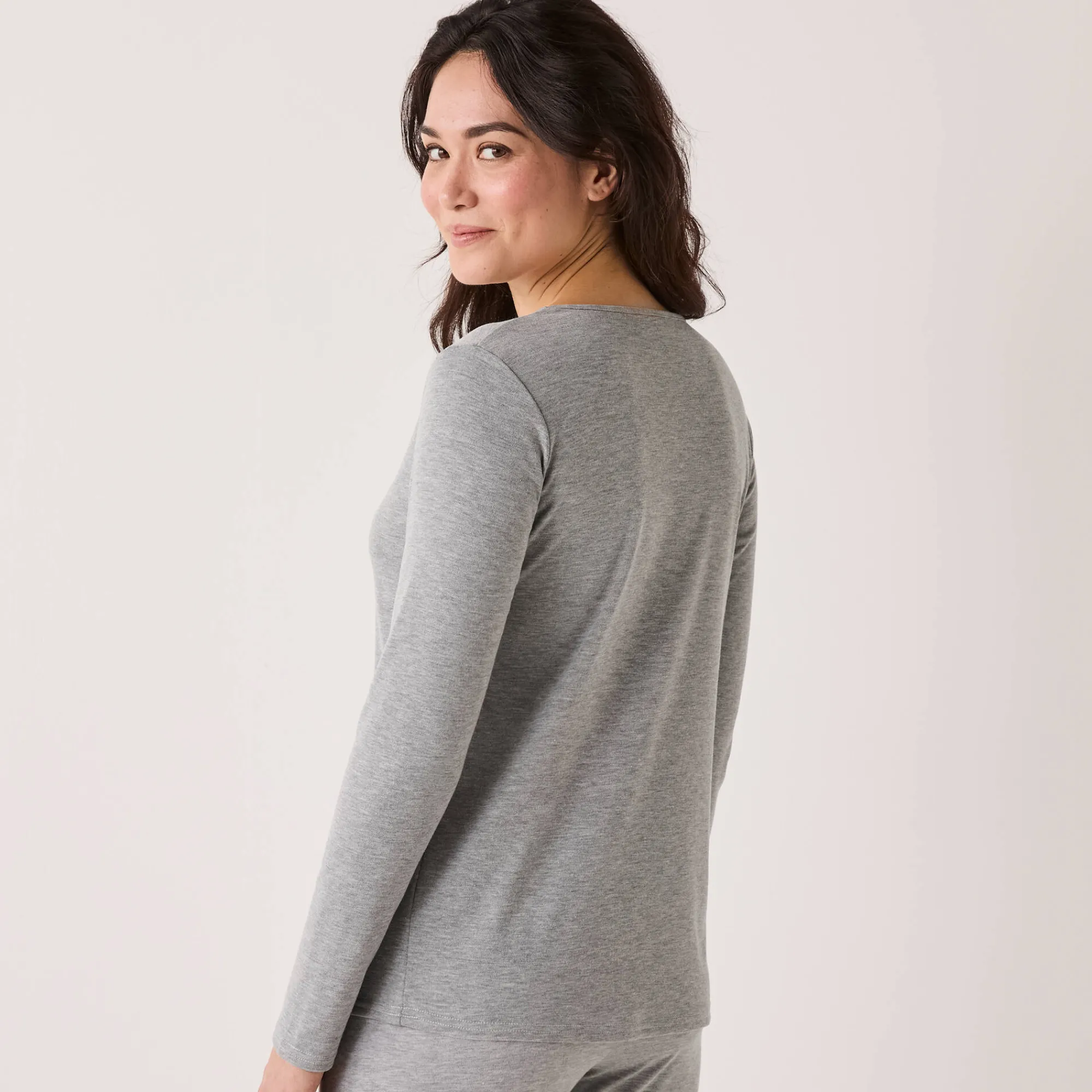 Thermisch Ondergoed<Blancheporte Thermisch T-shirt met ronde hals - lange mouwen chiné grijs