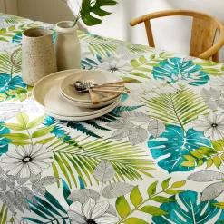 Tafelkleed<Blancheporte Toile cirée met Tropical print groen