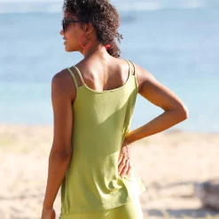T-Shirt En Topje<Blancheporte Topje in effen tricot, lintjes aan de schouders mosgroen