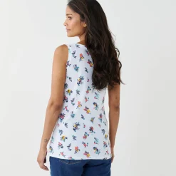 T-Shirt En Topje<Blancheporte Topje in katoen met brede bandjes, bloemenprint wit