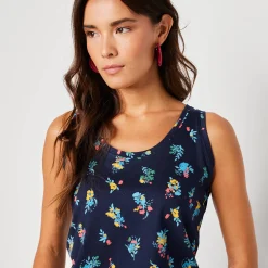 T-Shirt En Topje<Blancheporte Topje in katoen met brede bandjes, bloemenprint marine