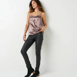 Feestelijke Lingerie|Onderrok En Onderjurk<Blancheporte Topje in satijn en kant - verstelbare bandjes taupe