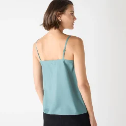 Feestoutfits Dames|Bloes En Tuniek<Lora Zellini Topje met borduursel en verstelbare bandjes grijsgroen