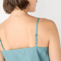 Feestoutfits Dames|Bloes En Tuniek<Lora Zellini Topje met borduursel en verstelbare bandjes grijsgroen