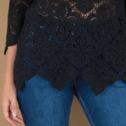 T-Shirt En Topje<Blancheporte Topje met geschulpte macramé, pagodemouwen zwart