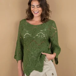 T-Shirt En Topje<Blancheporte Topje met geschulpte macramé, pagodemouwen kaki