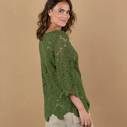 T-Shirt En Topje<Blancheporte Topje met geschulpte macramé, pagodemouwen kaki