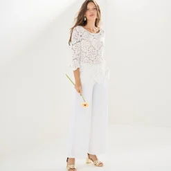 T-Shirt En Topje<Blancheporte Topje met geschulpte macramé, pagodemouwen wit