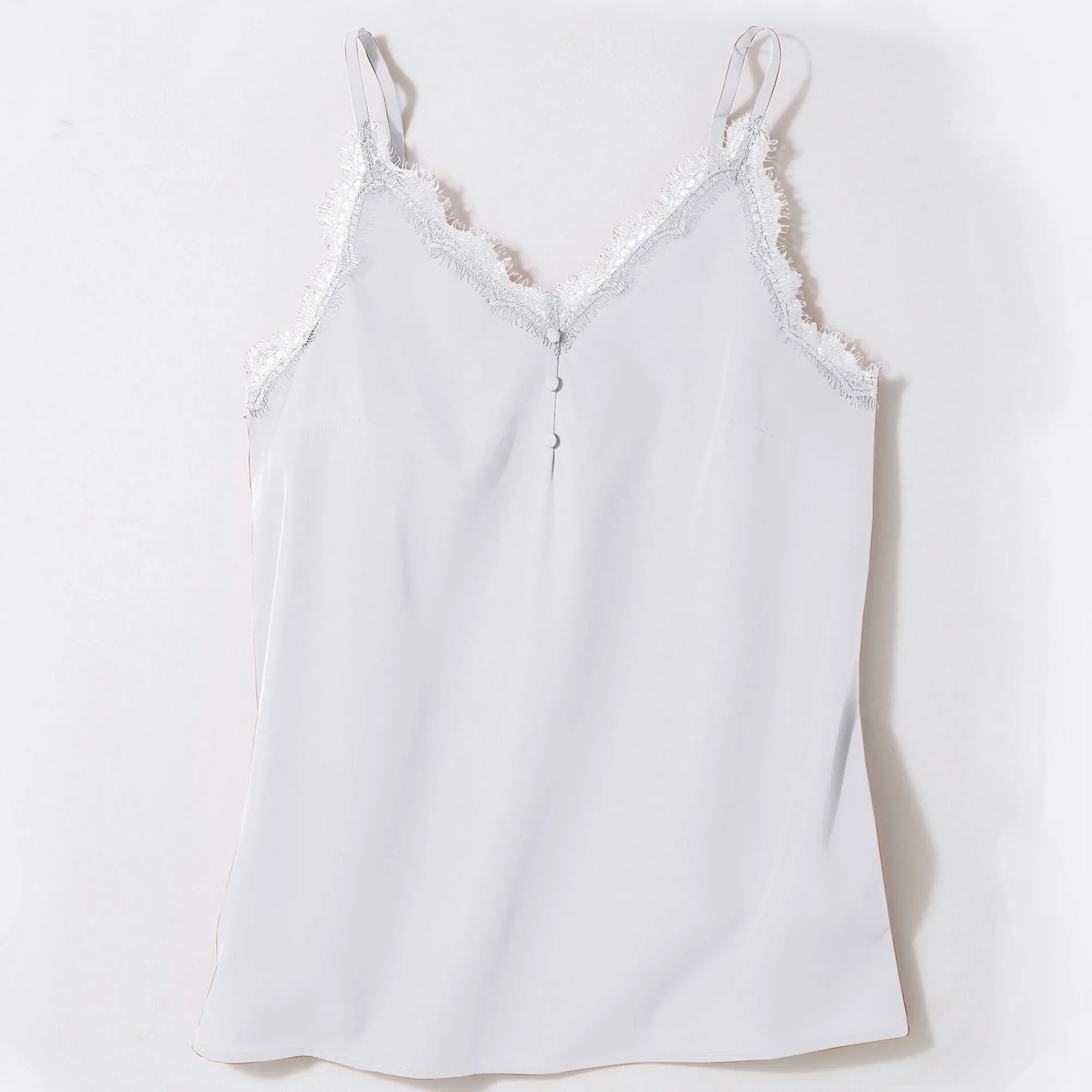 Bloes En Tuniek<Blancheporte Topje met kant en knopen in crêpe ecru