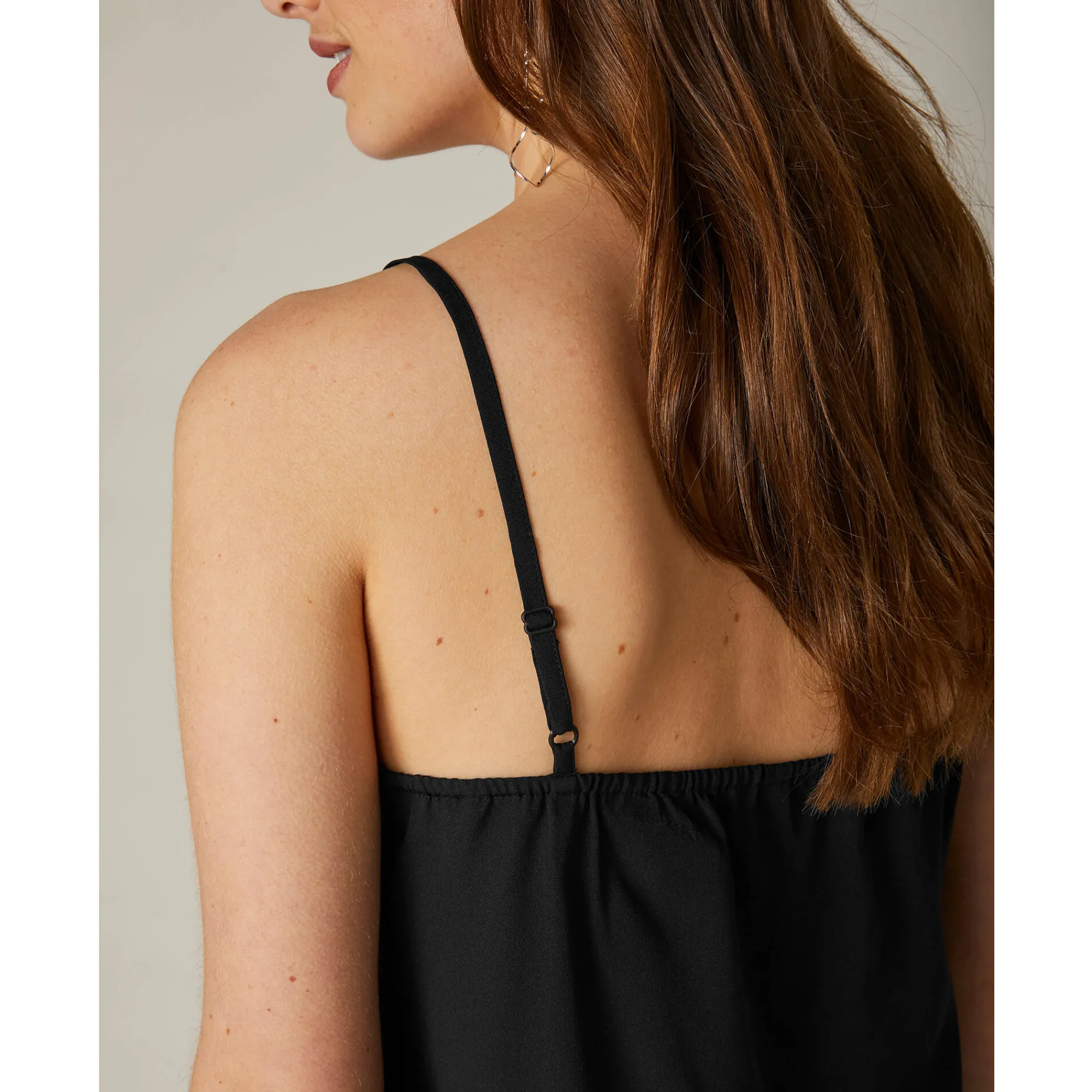 Feestoutfits Dames|Bloes En Tuniek<Blancheporte Topje met kant en knopen in crêpe zwart