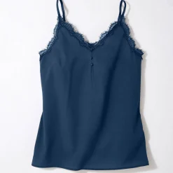 Bloes En Tuniek<Blancheporte Topje met kant en knopen in crêpe marine